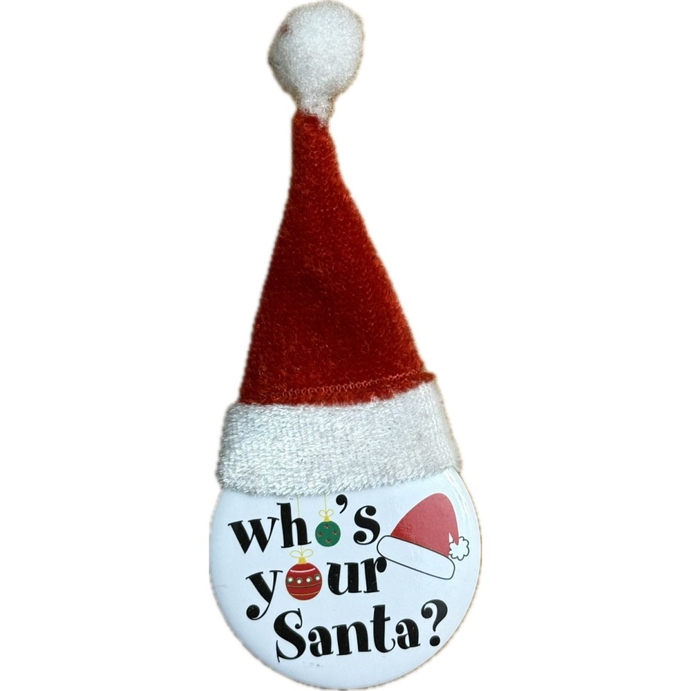 Santa Hat Button‎ with Festive Text